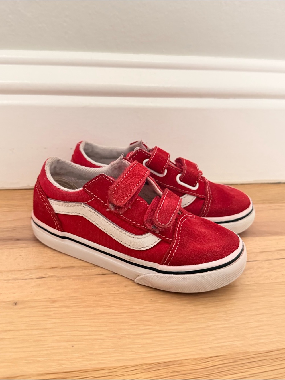 Kids Red Velcro vans Sneakers